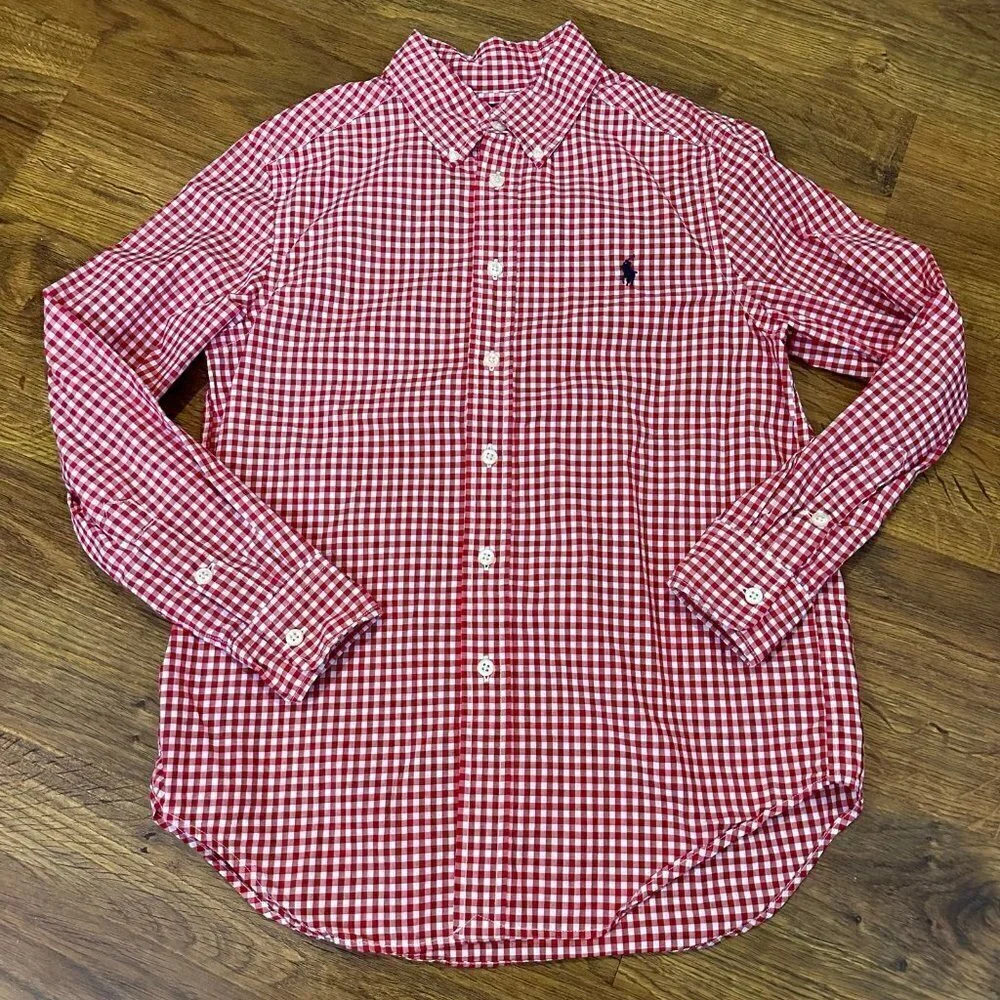 Ralph Lauren gingham plaid button up shirt
